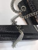 [REP 1:1] Saint Laurent Kate Medium Chain Bag With Tassel In Embossed Crocodile Black For Women 9.4in/24cm YSL 354119DND0N1000