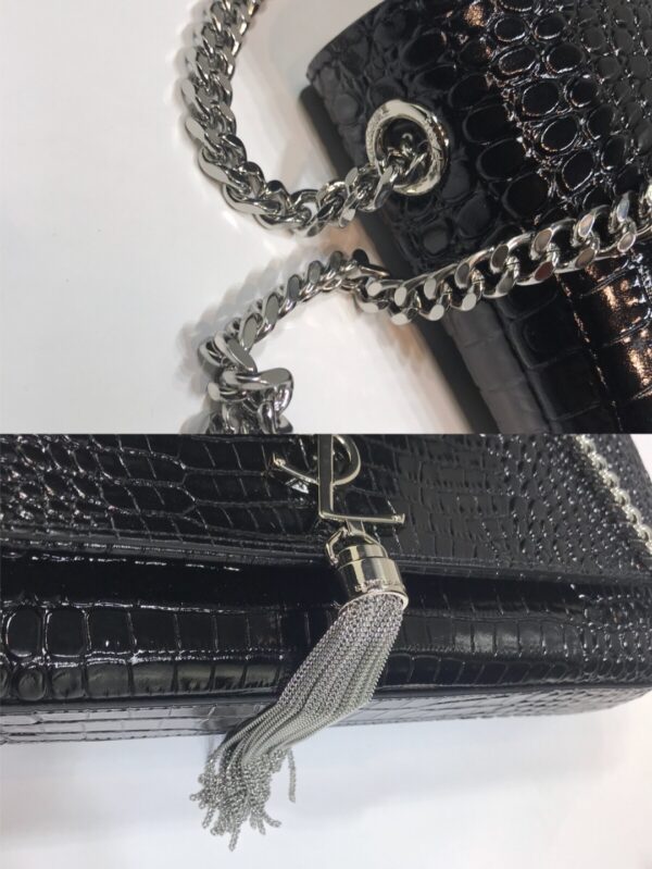 [REP 1:1] Saint Laurent Kate Medium Chain Bag With Tassel In Embossed Crocodile Black For Women 9.4in/24cm YSL 354119DND0N1000