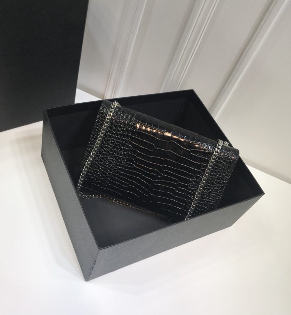 [REP 1:1] Saint Laurent Kate Medium Chain Bag With Tassel In Embossed Crocodile Black For Women 9.4in/24cm YSL 354119DND0N1000