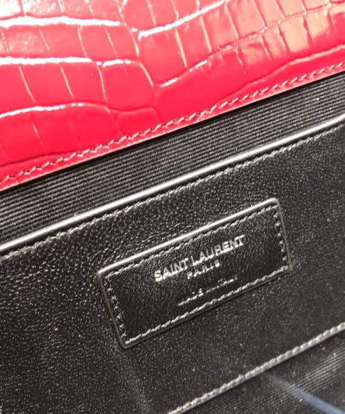 [REP 1:1] Saint Laurent Kate Medium Chain Bag With Tassel In Embossed Crocodile Burgundy For Women 9.4in/24cm YSL