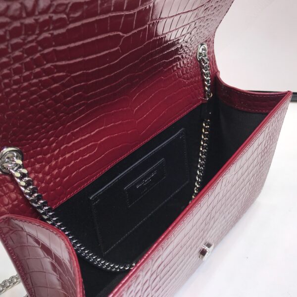 [REP 1:1] Saint Laurent Kate Medium Chain Bag With Tassel In Embossed Crocodile Burgundy For Women 9.4in/24cm YSL