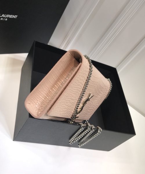 [REP 1:1] Saint Laurent Kate Medium Chain Bag With Tassel In Embossed Crocodile Dark Beige For Women 9.4in/24cm YSL