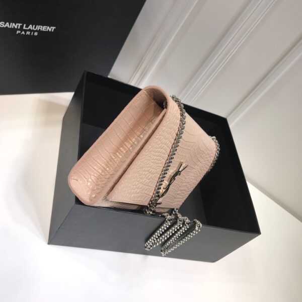 [REP 1:1] Saint Laurent Kate Medium Chain Bag With Tassel In Embossed Crocodile Dark Beige For Women 9.4in/24cm YSL