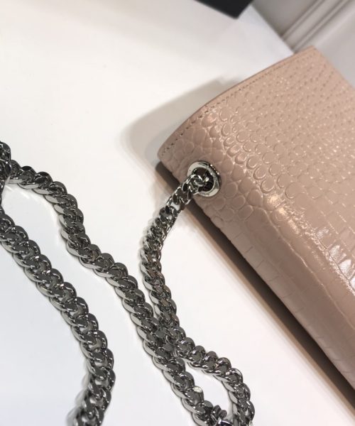 [REP 1:1] Saint Laurent Kate Medium Chain Bag With Tassel In Embossed Crocodile Dark Beige For Women 9.4in/24cm YSL