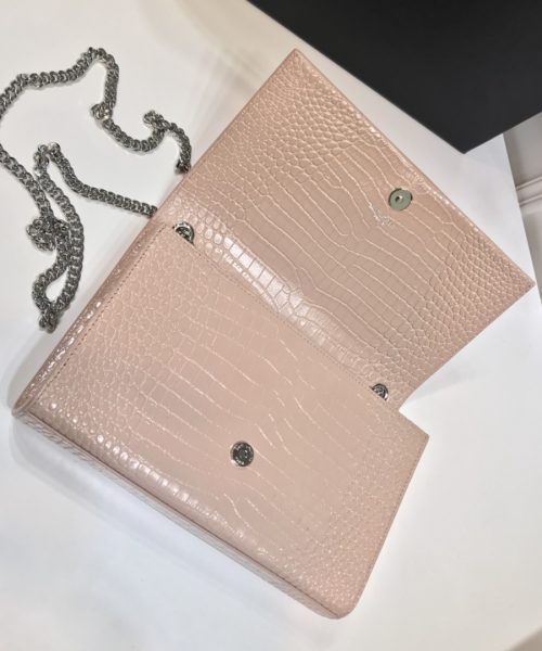 [REP 1:1] Saint Laurent Kate Medium Chain Bag With Tassel In Embossed Crocodile Dark Beige For Women 9.4in/24cm YSL