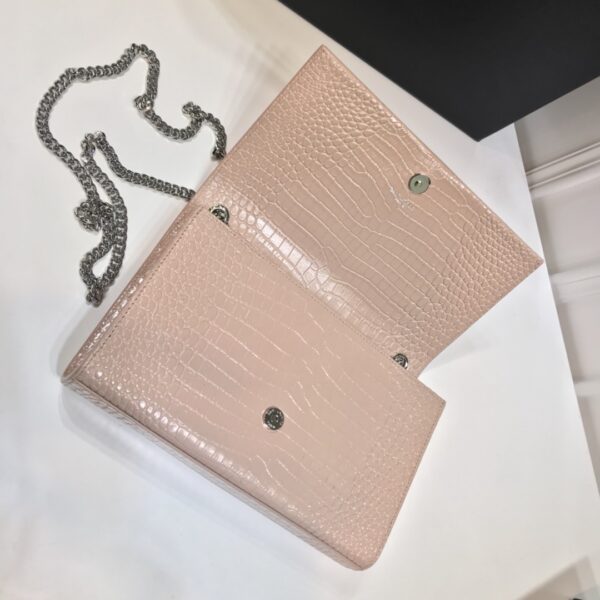 [REP 1:1] Saint Laurent Kate Medium Chain Bag With Tassel In Embossed Crocodile Dark Beige For Women 9.4in/24cm YSL