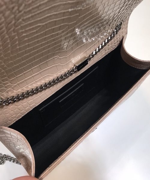 [REP 1:1] Saint Laurent Kate Medium Chain Bag With Tassel In Embossed Crocodile Dark Beige For Women 9.4in/24cm YSL