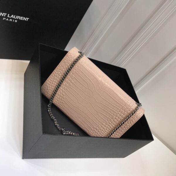[REP 1:1] Saint Laurent Kate Medium Chain Bag With Tassel In Embossed Crocodile Dark Beige For Women 9.4in/24cm YSL
