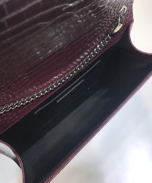 [REP 1:1] Saint Laurent Kate Medium Chain Bag With Tassel In Embossed Crocodile Dark Violet For Women 9.4in/24cm YSL