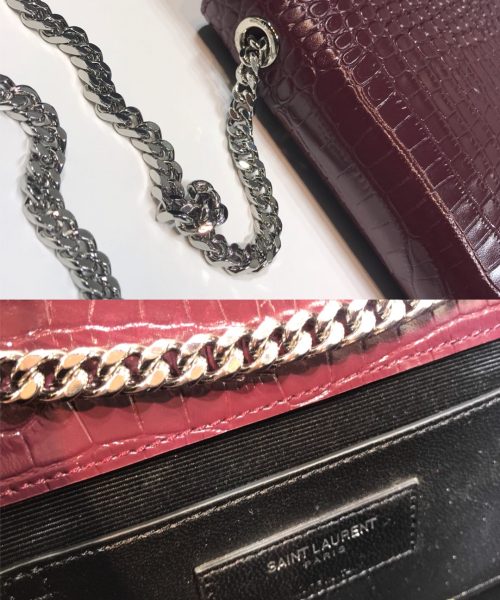 [REP 1:1] Saint Laurent Kate Medium Chain Bag With Tassel In Embossed Crocodile Dark Violet For Women 9.4in/24cm YSL