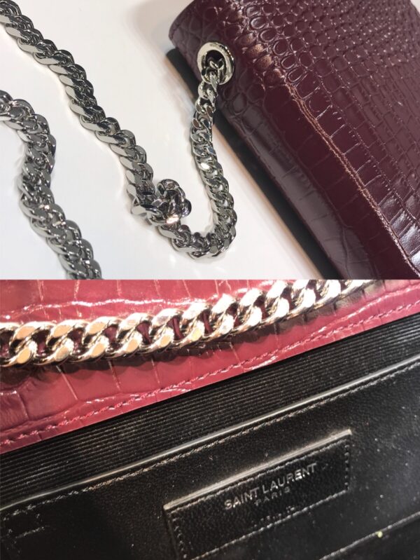 [REP 1:1] Saint Laurent Kate Medium Chain Bag With Tassel In Embossed Crocodile Dark Violet For Women 9.4in/24cm YSL