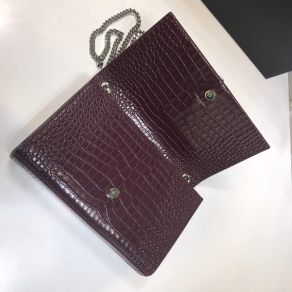 [REP 1:1] Saint Laurent Kate Medium Chain Bag With Tassel In Embossed Crocodile Dark Violet For Women 9.4in/24cm YSL