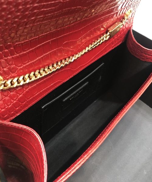 [REP 1:1] Saint Laurent Kate Medium Chain Bag With Tassel In Embossed Crocodile Red For Women 9.4in/24cm YSL