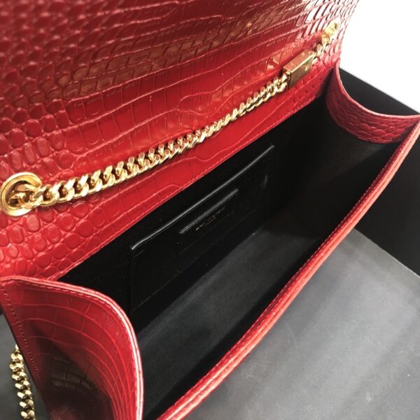 [REP 1:1] Saint Laurent Kate Medium Chain Bag With Tassel In Embossed Crocodile Red For Women 9.4in/24cm YSL