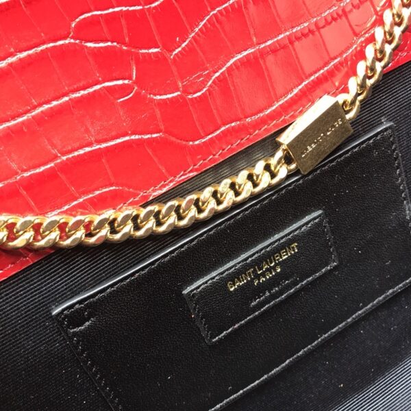 [REP 1:1] Saint Laurent Kate Medium Chain Bag With Tassel In Embossed Crocodile Red For Women 9.4in/24cm YSL