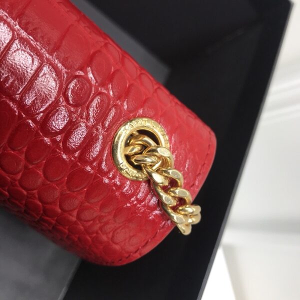 [REP 1:1] Saint Laurent Kate Medium Chain Bag With Tassel In Embossed Crocodile Red For Women 9.4in/24cm YSL