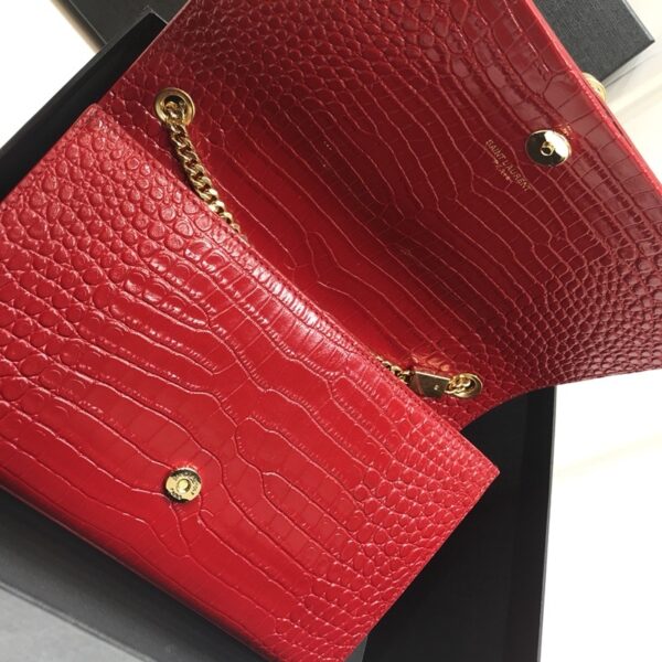 [REP 1:1] Saint Laurent Kate Medium Chain Bag With Tassel In Embossed Crocodile Red For Women 9.4in/24cm YSL