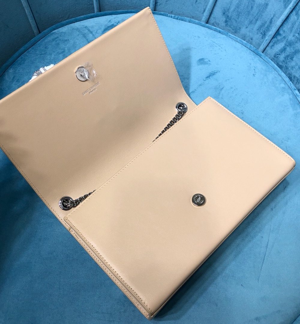 [REP 1:1] Saint Laurent Kate Medium Chain Bag With Tassel In Grain De Poudre Beige For Women 9.4in/24cm YSL