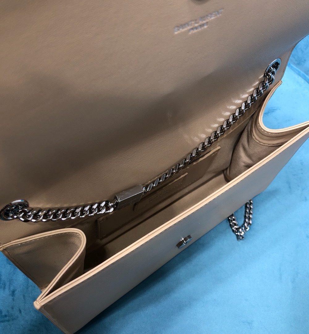 [REP 1:1] Saint Laurent Kate Medium Chain Bag With Tassel In Grain De Poudre Beige For Women 9.4in/24cm YSL