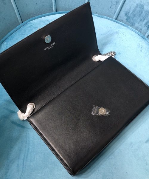 [REP 1:1] Saint Laurent Kate Medium Chain Bag With Tassel In Grain De Poudre Black For Women 9.4in/24cm YSL 354119BOW0N1000