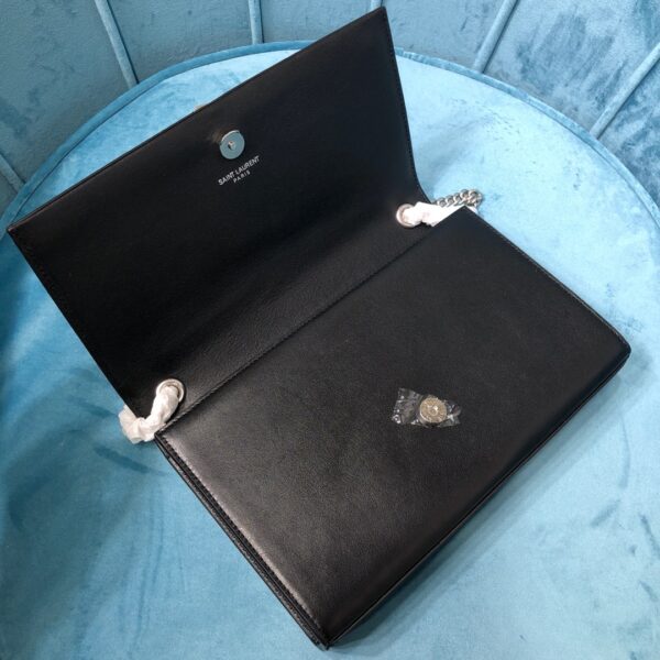 [REP 1:1] Saint Laurent Kate Medium Chain Bag With Tassel In Grain De Poudre Black For Women 9.4in/24cm YSL 354119BOW0N1000