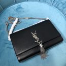 [REP 1:1] Saint Laurent Kate Medium Chain Bag With Tassel In Grain De Poudre Black For Women 9.4in/24cm YSL 354119BOW0N1000