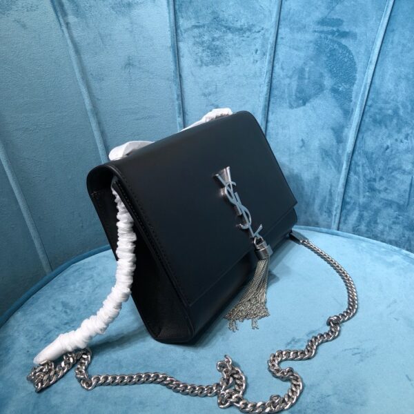 [REP 1:1] Saint Laurent Kate Medium Chain Bag With Tassel In Grain De Poudre Black For Women 9.4in/24cm YSL 354119BOW0N1000