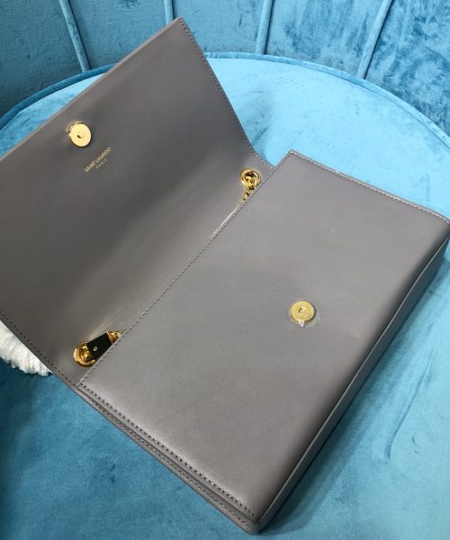 [REP 1:1] Saint Laurent Kate Medium Chain Bag With Tassel In Grain De Poudre Grey For Women 9.4in/24cm YSL