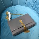 [REP 1:1] Saint Laurent Kate Medium Chain Bag With Tassel In Grain De Poudre Grey For Women 9.4in/24cm YSL