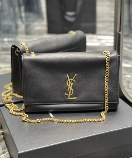 [REP 1:1] Saint Laurent Kate Medium Reversible Chain Bag Black In Suede With Gold Hardware For Women 11.2in/29cm YSL