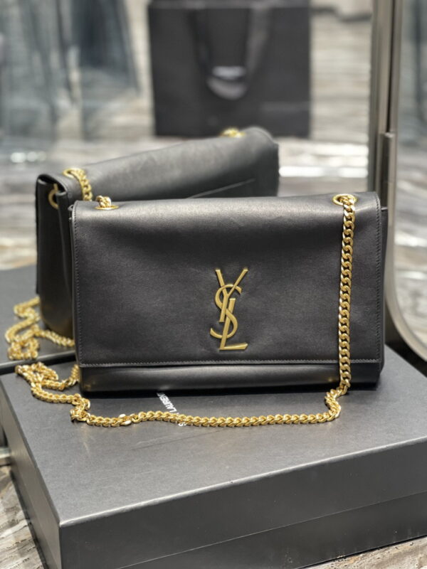 [REP 1:1] Saint Laurent Kate Medium Reversible Chain Bag Black In Suede With Gold Hardware For Women 11.2in/29cm YSL