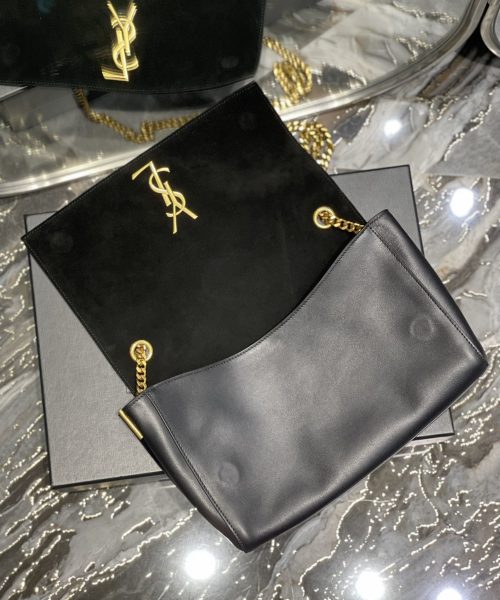 [REP 1:1] Saint Laurent Kate Medium Reversible Chain Bag Black In Suede With Gold Hardware For Women 11.2in/29cm YSL