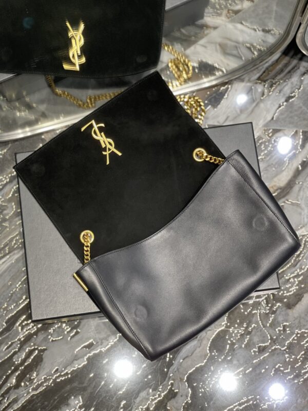 [REP 1:1] Saint Laurent Kate Medium Reversible Chain Bag Black In Suede With Gold Hardware For Women 11.2in/29cm YSL
