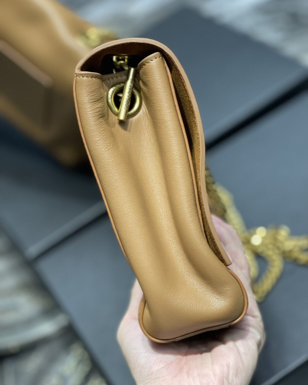 [REP 1:1] Saint Laurent Kate Medium Reversible Chain Bag Brown In Suede With Gold Hardware For Women 11.2in/29cm YSL