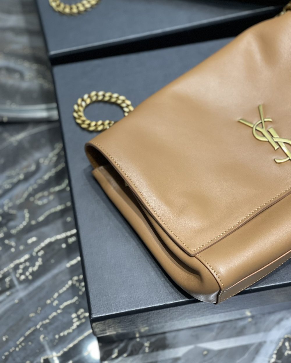 [REP 1:1] Saint Laurent Kate Medium Reversible Chain Bag Brown In Suede With Gold Hardware For Women 11.2in/29cm YSL