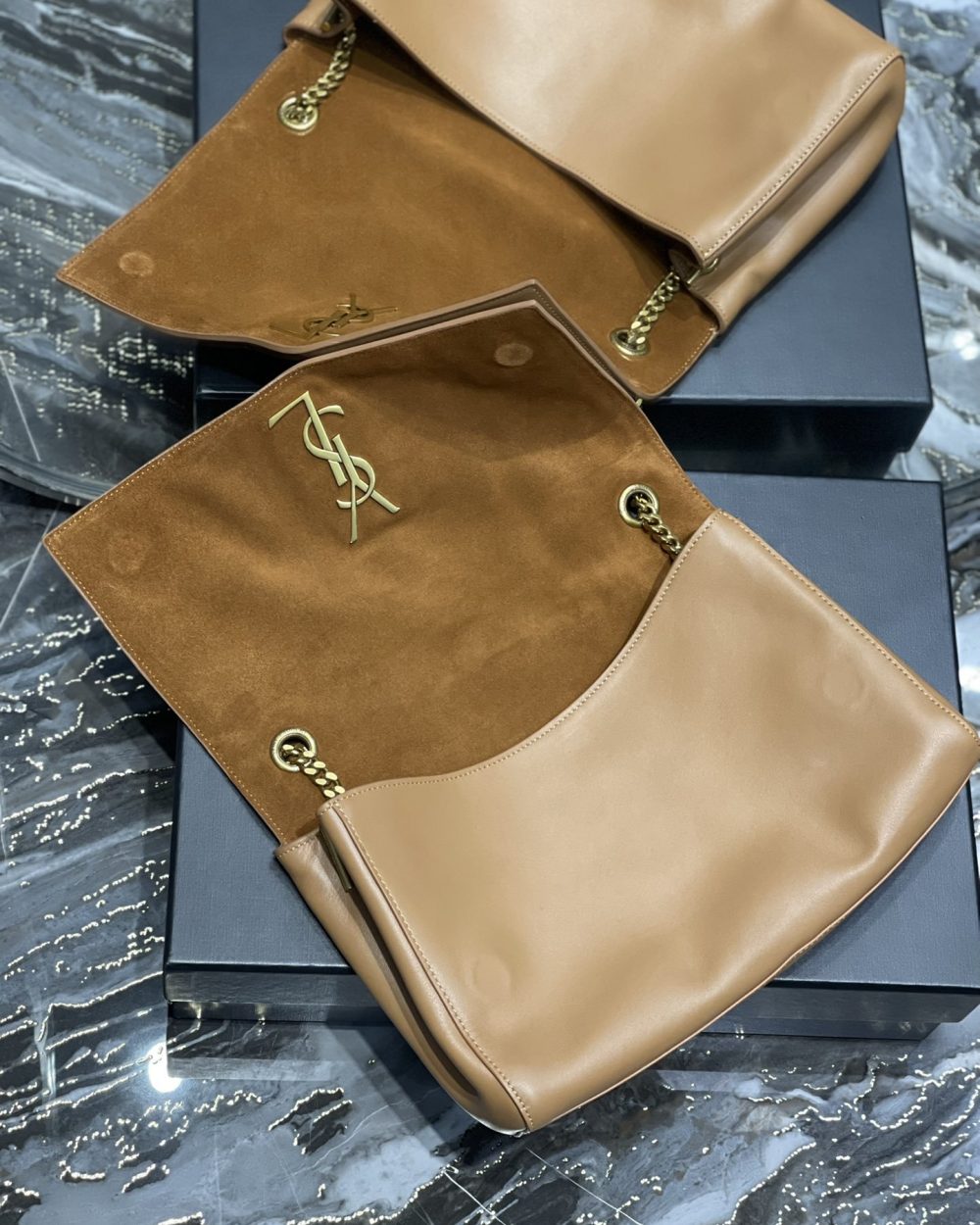 [REP 1:1] Saint Laurent Kate Medium Reversible Chain Bag Brown In Suede With Gold Hardware For Women 11.2in/29cm YSL