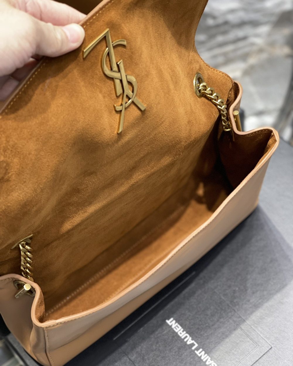 [REP 1:1] Saint Laurent Kate Medium Reversible Chain Bag Brown In Suede With Gold Hardware For Women 11.2in/29cm YSL