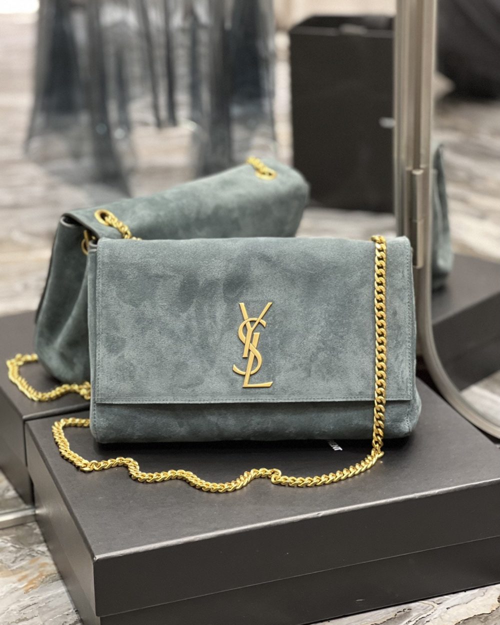 [REP 1:1] Saint Laurent Kate Medium Reversible Chain Bag In Suede With Gold Hardware For Women 11.2in/29cm YSL