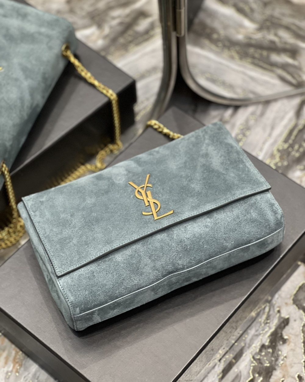 [REP 1:1] Saint Laurent Kate Medium Reversible Chain Bag In Suede With Gold Hardware For Women 11.2in/29cm YSL