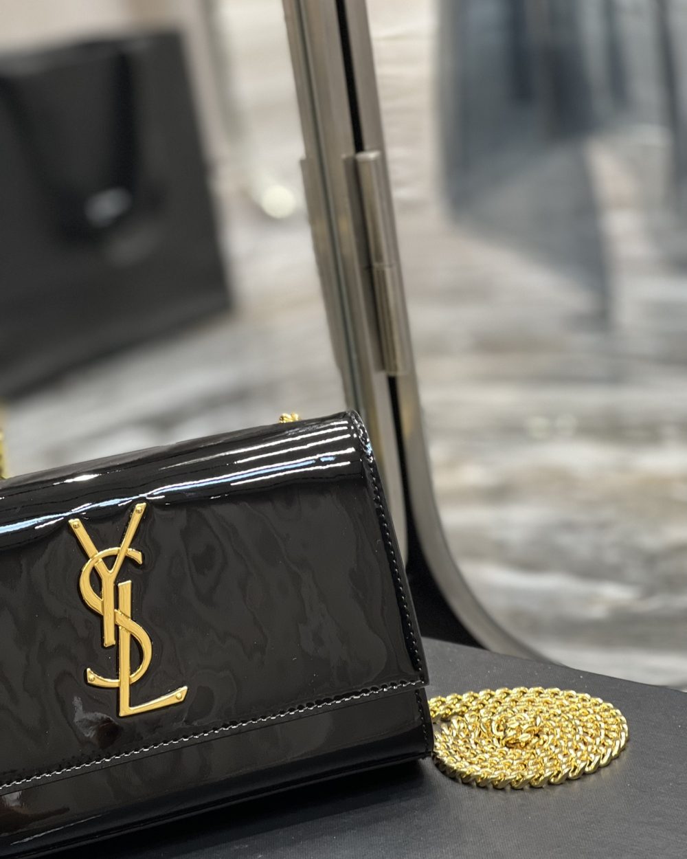 [REP 1:1] Saint Laurent Kate Monogram Shoulder Bag Light Black For Women 7.8in/20cm YSL