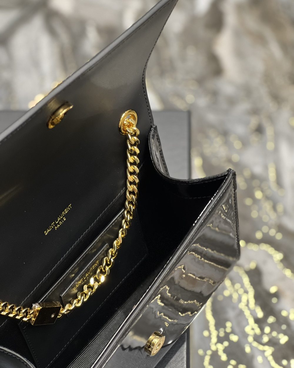 [REP 1:1] Saint Laurent Kate Monogram Shoulder Bag Light Black For Women 7.8in/20cm YSL