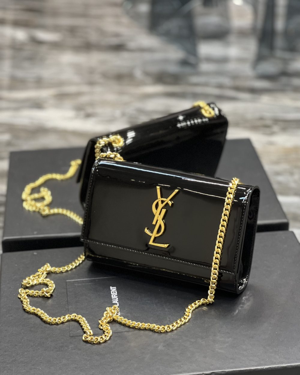 [REP 1:1] Saint Laurent Kate Monogram Shoulder Bag Light Black For Women 7.8in/20cm YSL