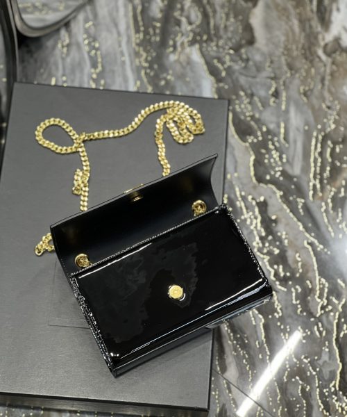 [REP 1:1] Saint Laurent Kate Monogram Shoulder Bag Light Black For Women 7.8in/20cm YSL