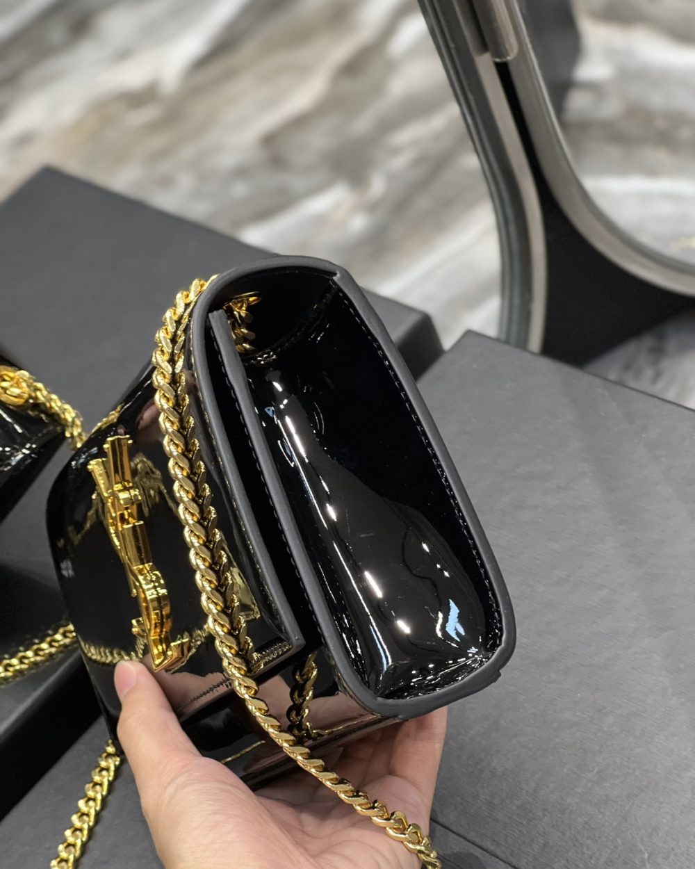 [REP 1:1] Saint Laurent Kate Monogram Shoulder Bag Light Black For Women 7.8in/20cm YSL