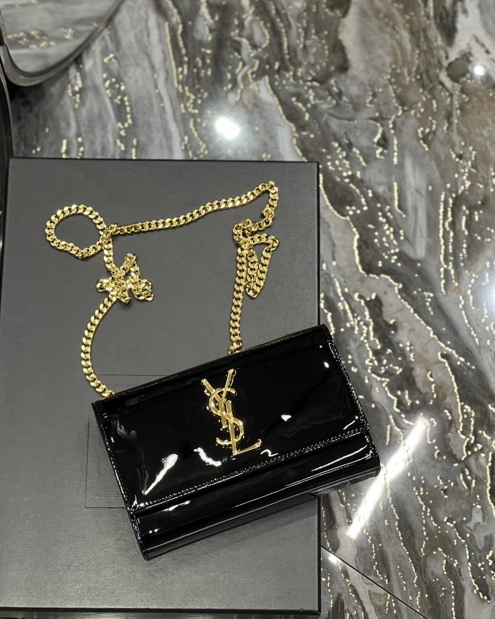 [REP 1:1] Saint Laurent Kate Monogram Shoulder Bag Light Black For Women 7.8in/20cm YSL