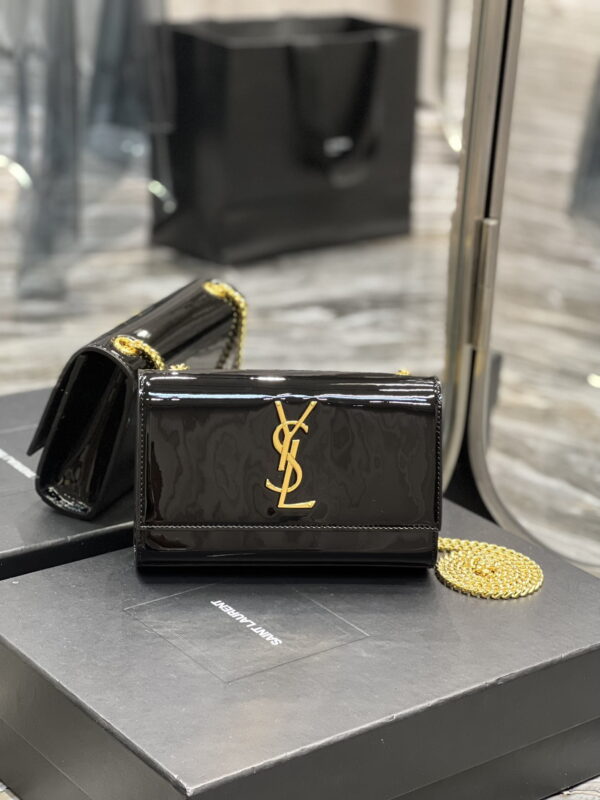 [REP 1:1] Saint Laurent Kate Monogram Shoulder Bag Light Black For Women 7.8in/20cm YSL