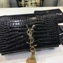 [REP 1:1] Saint Laurent Kate Small Chain Bag With Tassel In Embossed Black For Women 7.8in/20cm YSL 474366DND0J1000