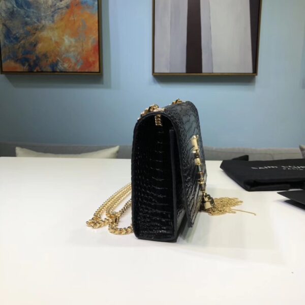 [REP 1:1] Saint Laurent Kate Small Chain Bag With Tassel In Embossed Black For Women 7.8in/20cm YSL 474366DND0J1000
