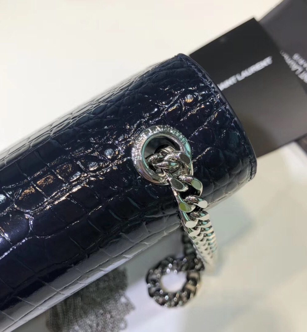 [REP 1:1] Saint Laurent Kate Small Chain Bag With Tassel In Embossed Black For Women 7.8in/20cm YSL 474366DND0N1000