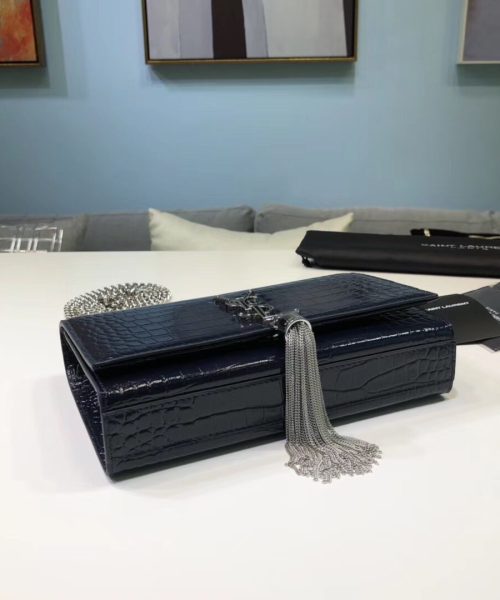 [REP 1:1] Saint Laurent Kate Small Chain Bag With Tassel In Embossed Black For Women 7.8in/20cm YSL 474366DND0N1000